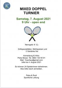 Mixed Doppel Turnier am 07.08.2021 